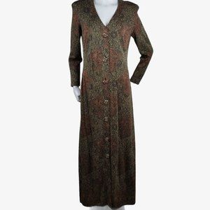 Vintage 1970s Baroque Brocade Hostess Dress Poly J